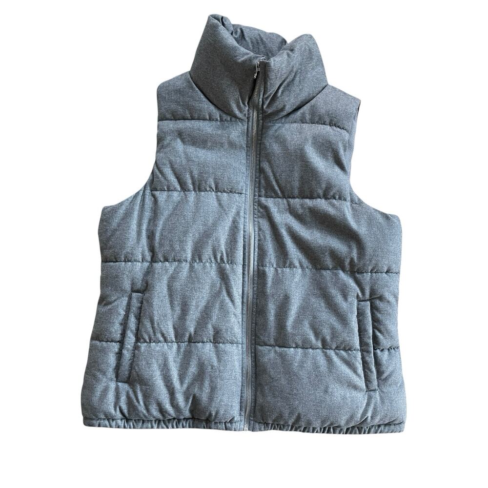 Old Navy Womens Puffer Soft Shell Vest‎ Lined Warm Cozy Gray Size Large